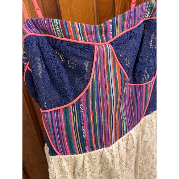 Boho hippie summer mini dress size L - Picture 2 of 5